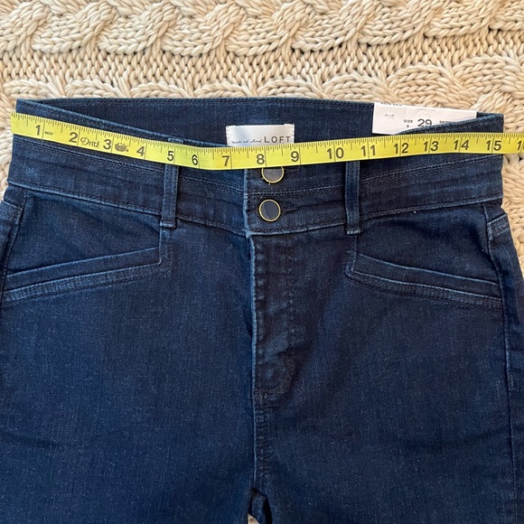 Loft Skinny Jeans 29 Dark Blue Color - Zippered Ankle - Slim Pockets - Picture 4 of 8